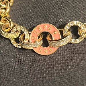 Guess Gold and Pink Chain Bracelet